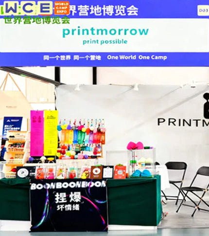 Printmorrow showcasing 3D printed shoes at World Camping Expo 2025 with a focus on outdoor comfort and relaxed lifestyle